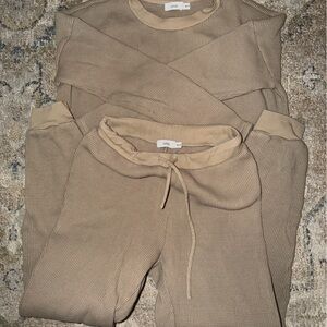 Onia Beige Waffle Knit set
